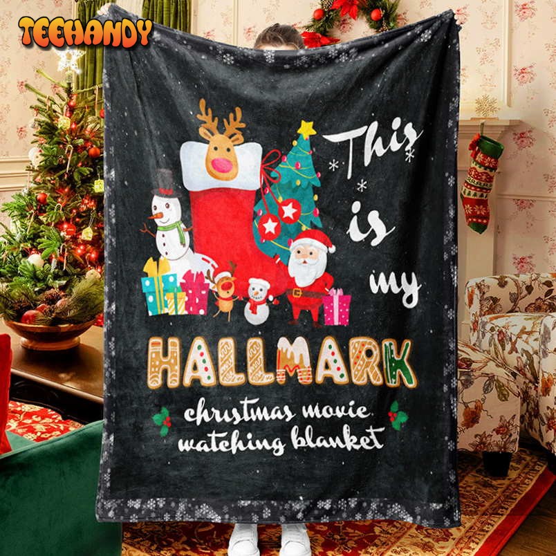 Christmas Gift Black Background Celebration Blanket