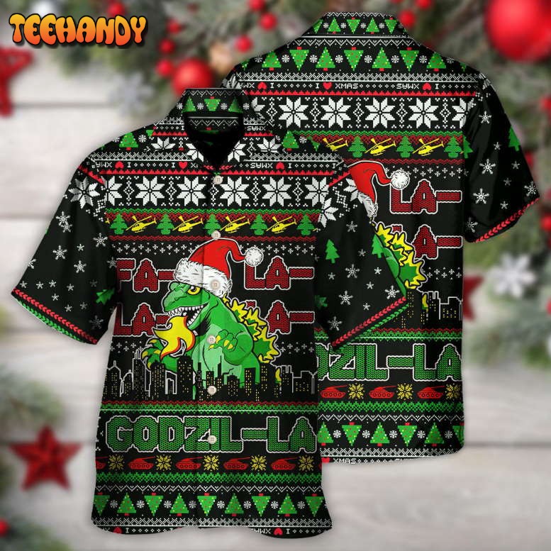 Christmas Godzila Falalalala Xmas Hawaiian Shirt