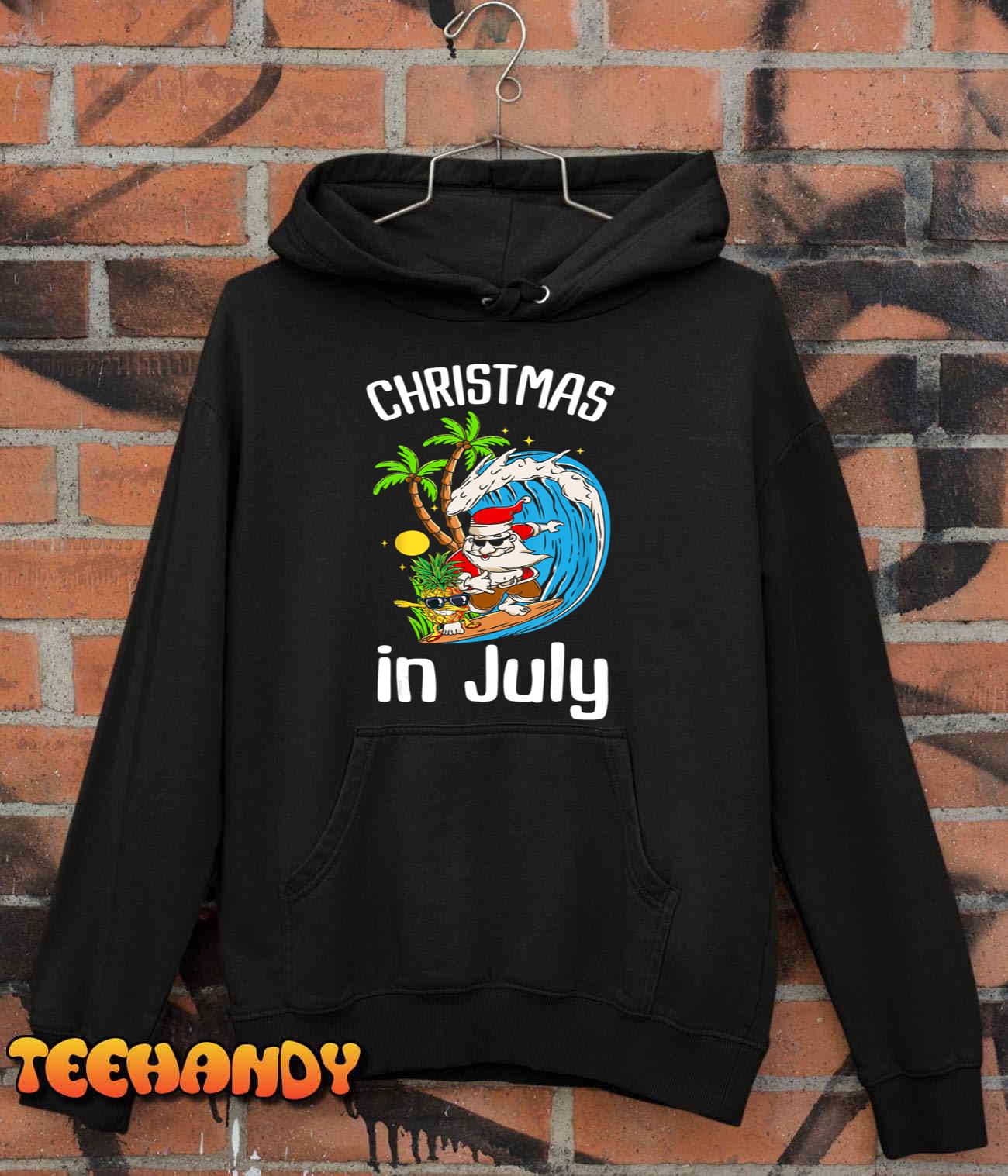 Christmas in July Santa Hawaiian Summer Surf Surfing Surfer T-Shirt