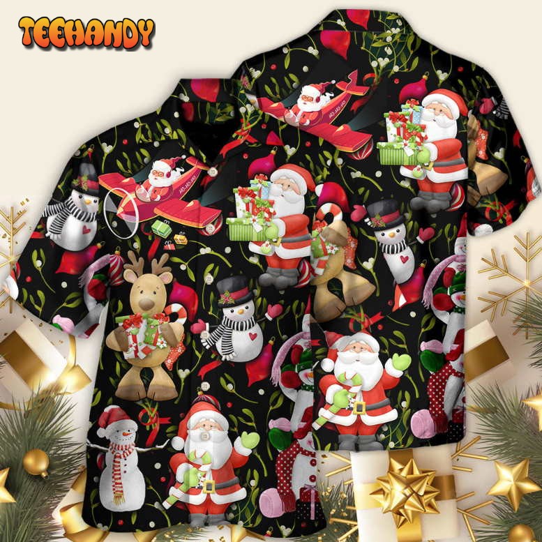 Christmas Joyful Santa Snowman Merry Xmas Hawaiian Shirt