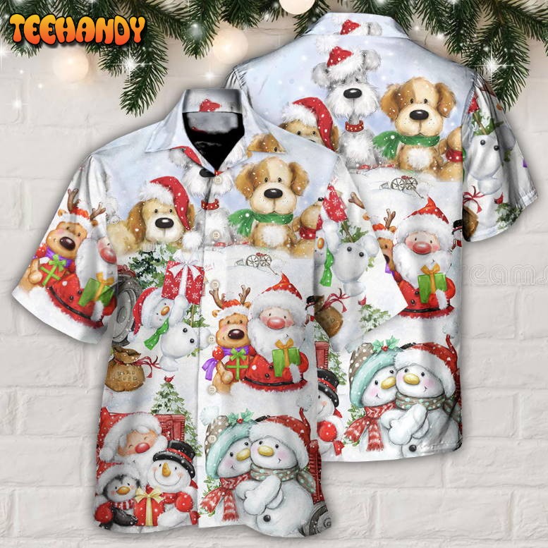 Christmas Santa And Snowman Christmas Happy Together Hawaiian Shirt