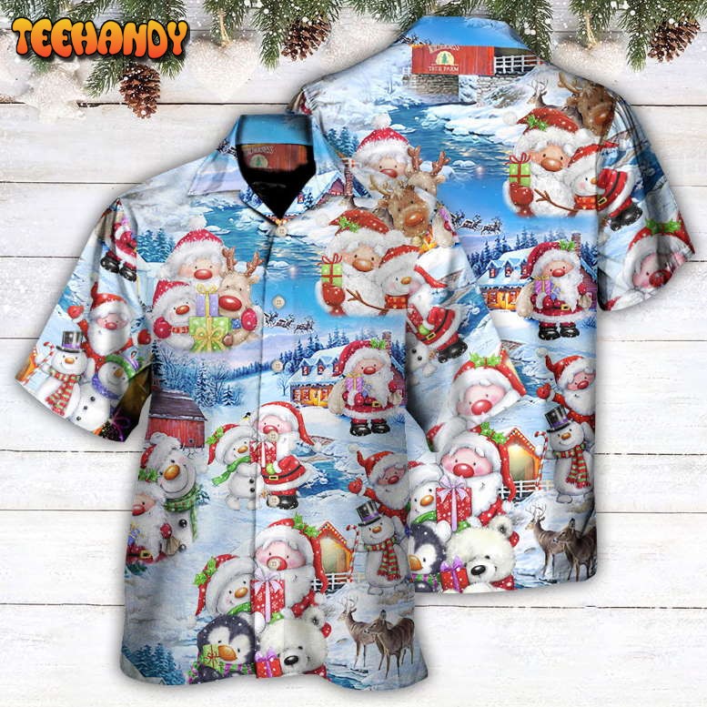 Christmas Santa And Snowman Christmas Holiday Hawaiian Shirt