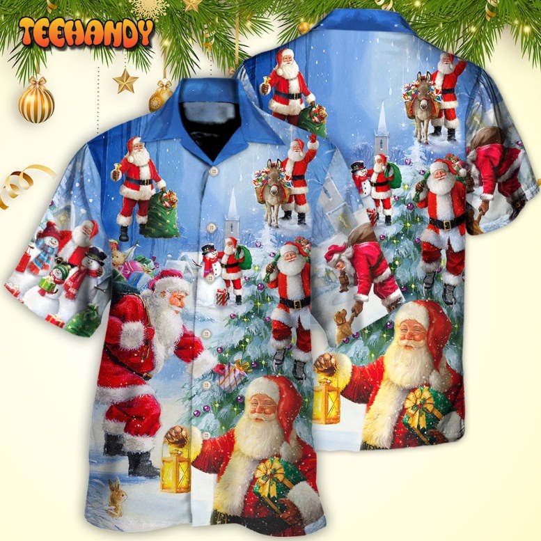 Christmas Santa Claus Is Coming Story Night Art Style Hawaiian Shirt