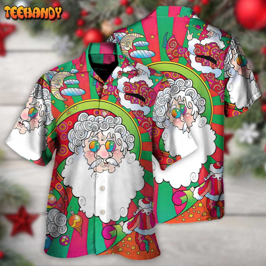 Christmas Santa Claus Psychedelic Colorful Hawaiian Shirt