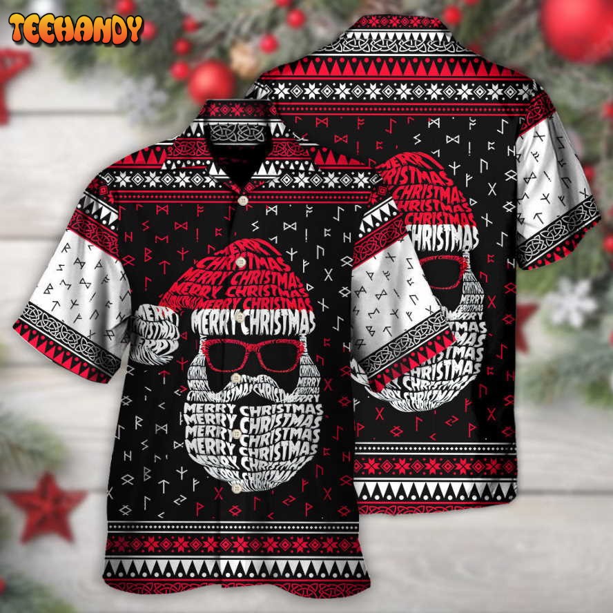 Christmas Santa Claus Retro Viking Pattern Hawaiian Shirt