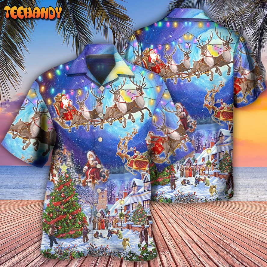 Christmas Santa Claus Snow Night Village Hawaiian Shirt