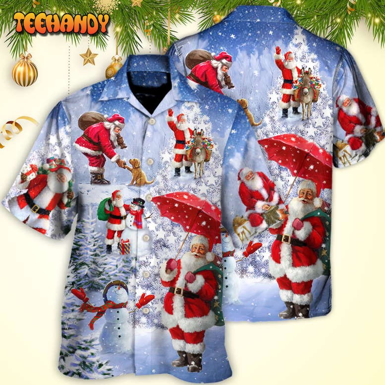 Christmas Santa Is Always Story Night Christmas Tree Hawaiian Shirt