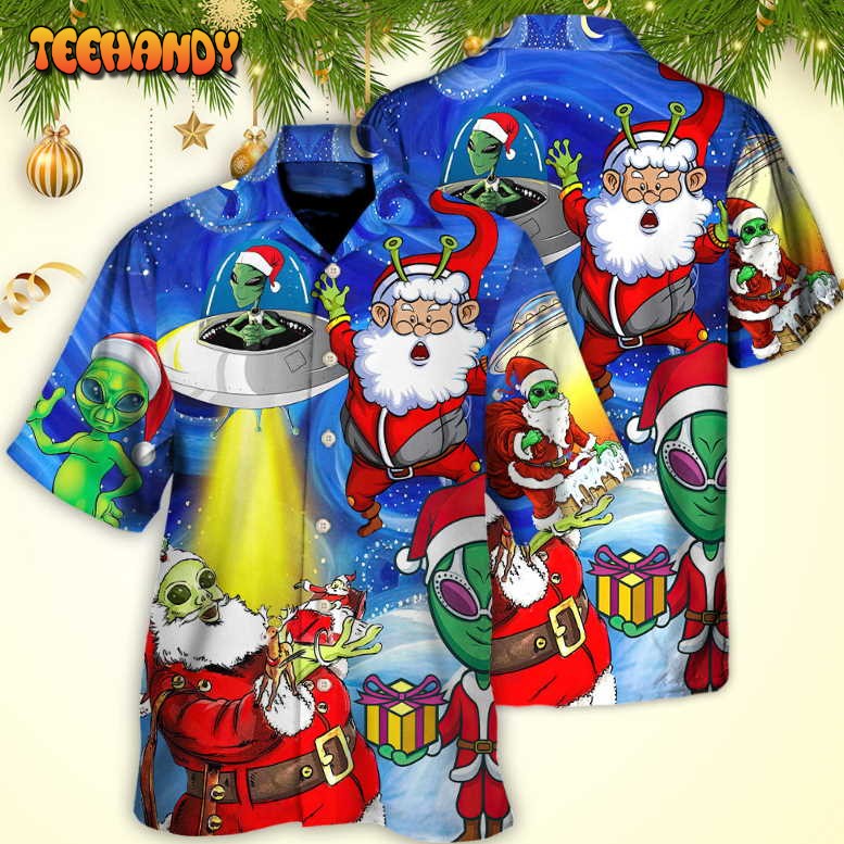 Christmas Santa Is An Alien Magic Night Funny Hawaiian Shirt