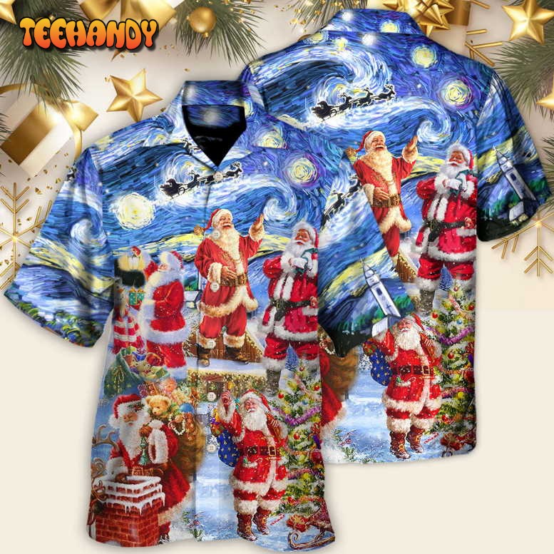 Christmas Santa Snow Night Merry Xmas Hawaiian Shirt