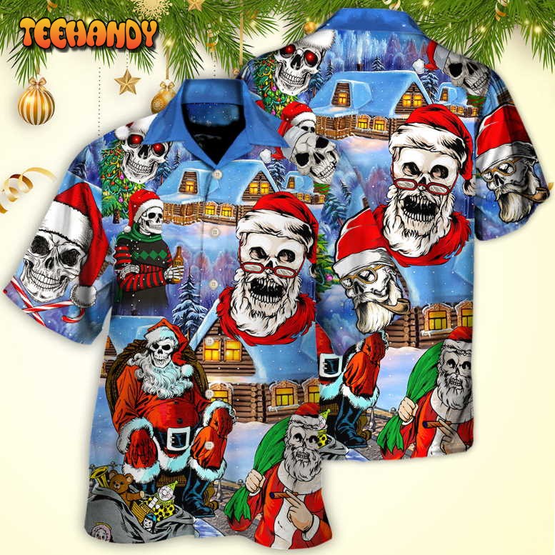 Christmas Skull Santa In The Town Love Xmas Hawaiian Shirt