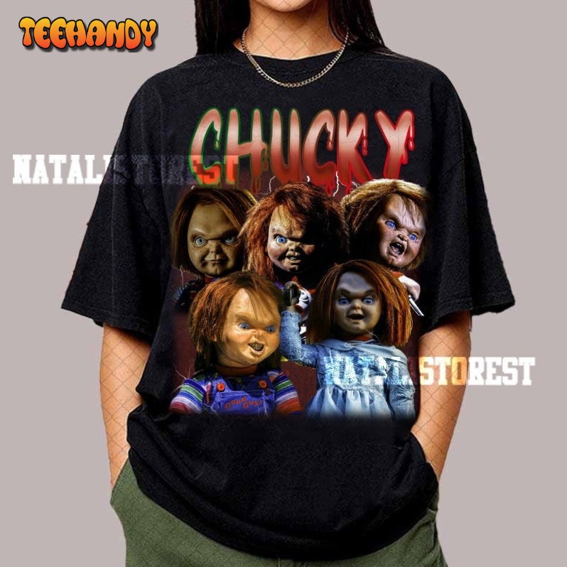 Chucky Vintage Washed Shirt, Horror Series Movie Homage Graphic T-Shirt