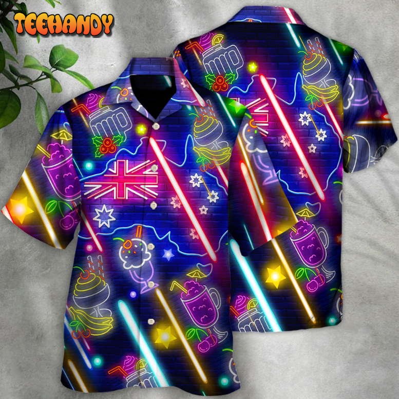 Cocktail Happy Party Bar Pavlova Cocktail Neon Style Hawaiian Shirt