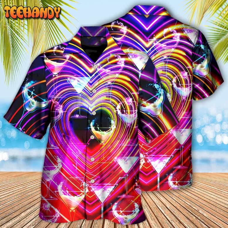 Cocktail Party Romantic Sweet Heart Neon Light Hawaiian Shirt