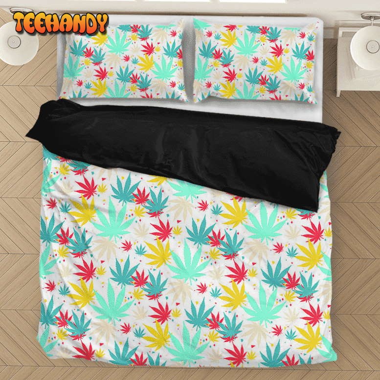 Colorful Marijuana Weed Pattern Bubbly Awesome Bedding Set