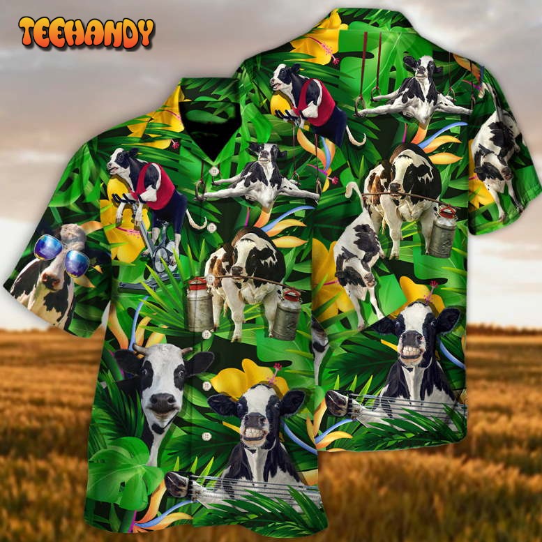 Cow Dancing And Play Funny Tropical Style Hawaiian Shirt