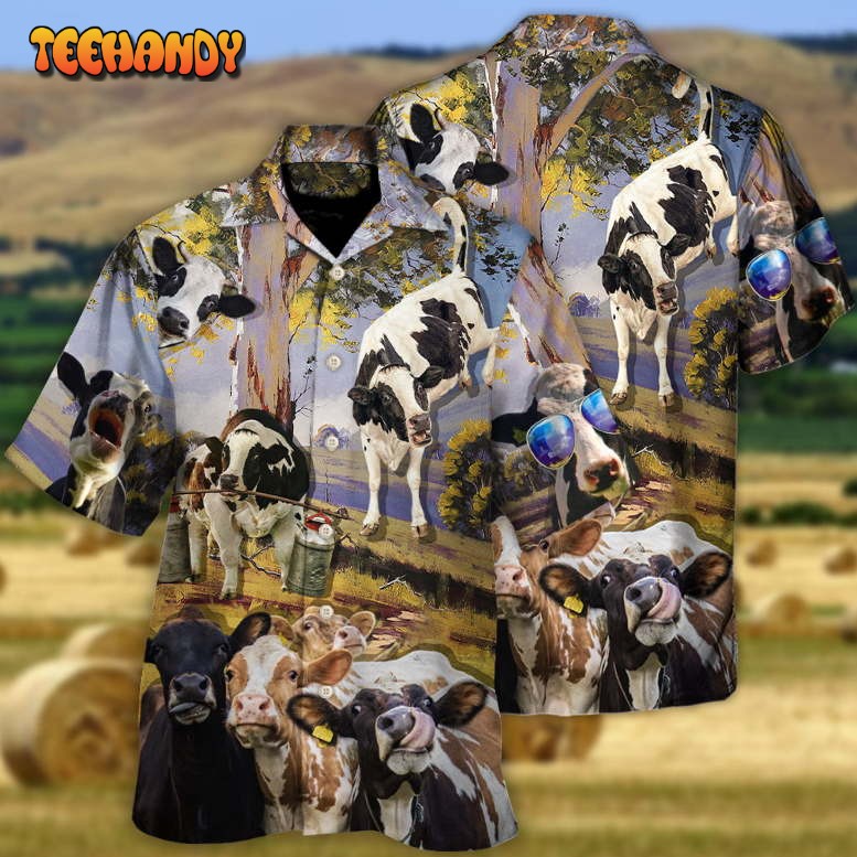 Cow Dancing In The Australian Landscape Funny Art Style Hawaiian Shirt