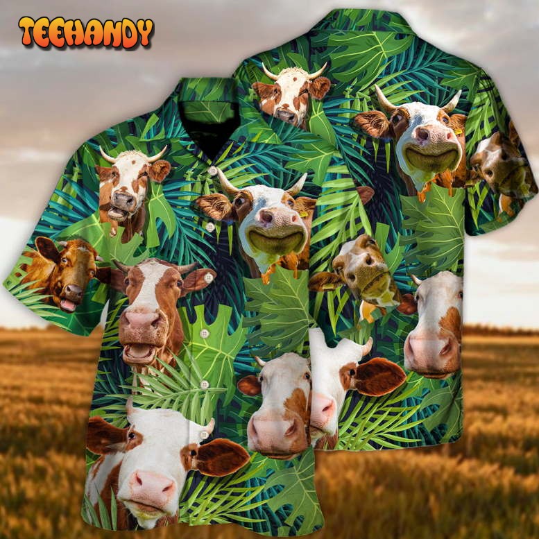 Cow Face Troll Funny Lover Cattle Tropical Style Hawaiian Shirt