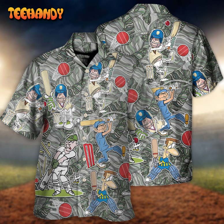 Cricket Sport Cricket Lover Tropical Leaf Art Hawaiian Shirt