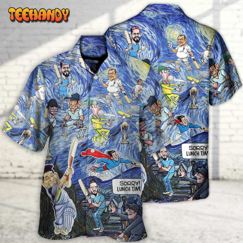 Cricket Sport Funny Play Amazing Starry Night Style Hawaiian Shirt