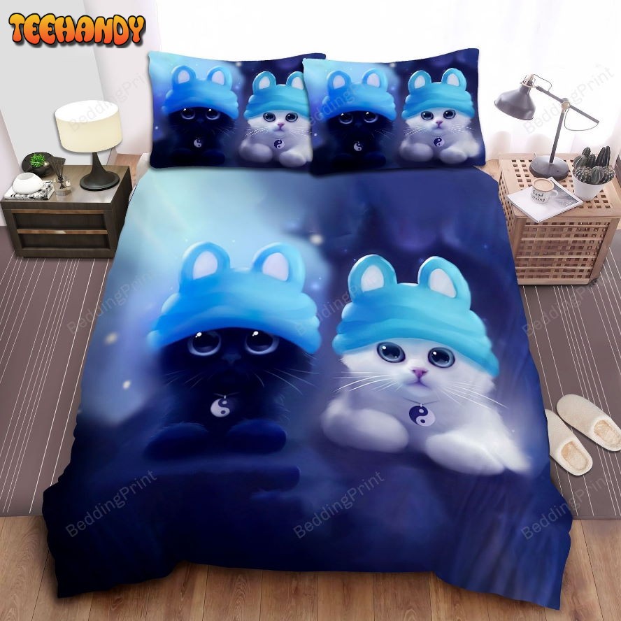 Cute Cartoon Tai Chi Cats Duvet Cover Bedding Set