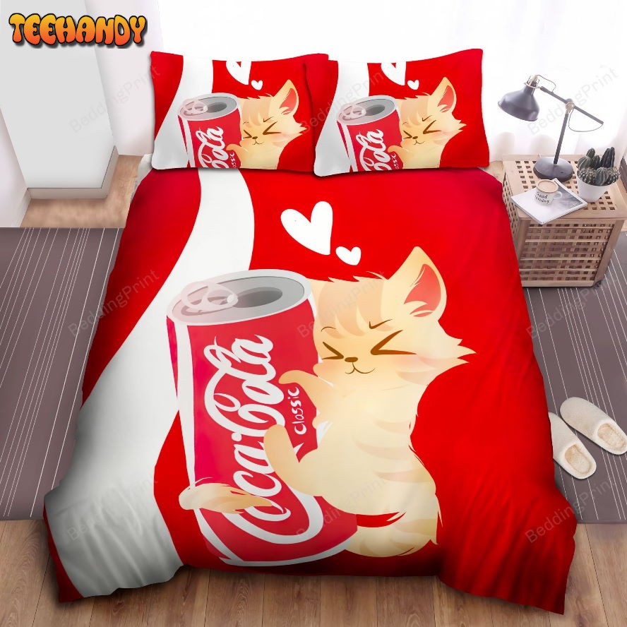 Cute Cat Loves Coca-Cola Illustration Bedding Sets