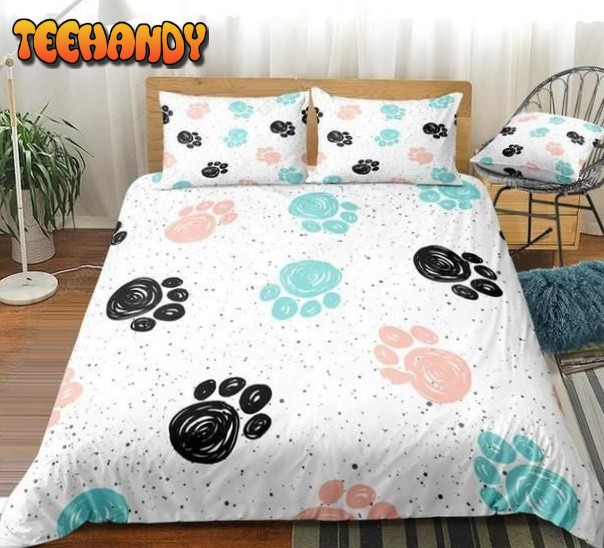Cute Dog Drawn Paw Print Bedding Sets
