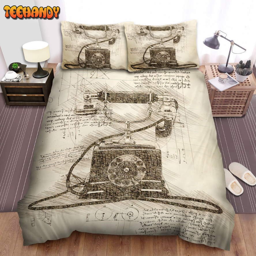 Da Vinci Inspired Sketches Telephone Bedding Sets