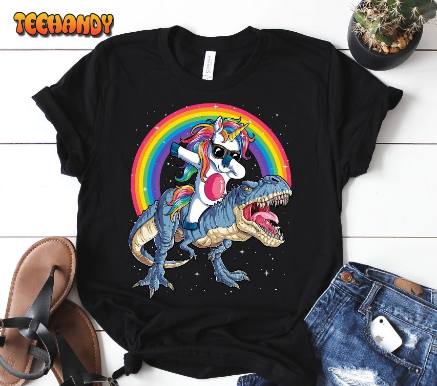 Dabbing Unicorn Dinosaur T-rex Shirt