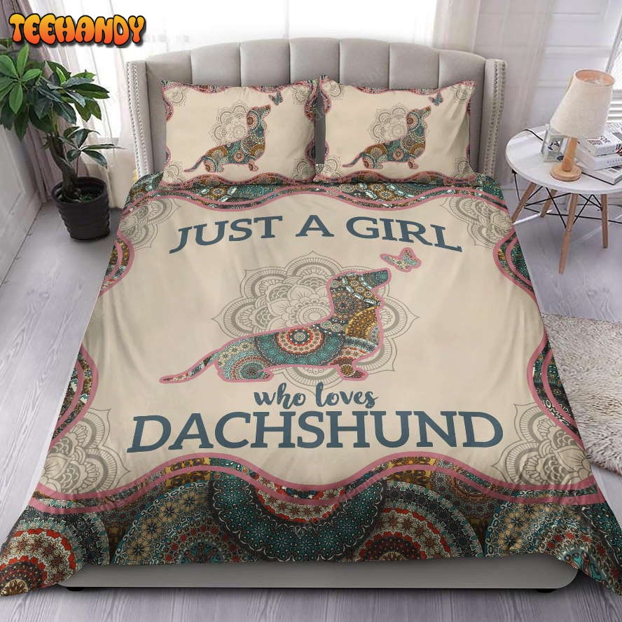 Dachshund Dog And Mandala Pattern Just A Girl Who Loves Dachshund Bedding Sets