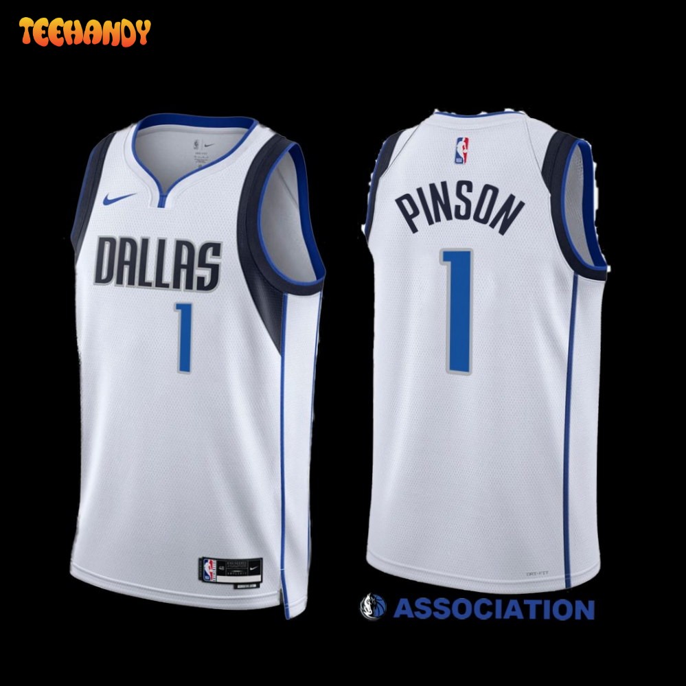 Dallas Mavericks Theo Pinson 2022-23 White Association Edition Jersey