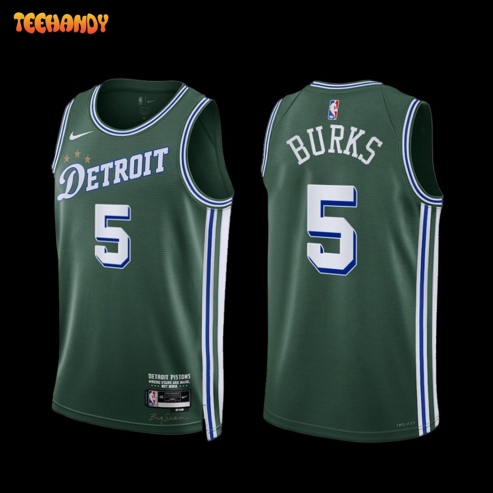 Detroit Pistons Alec Burks 2022-23 City Edition Jersey Green