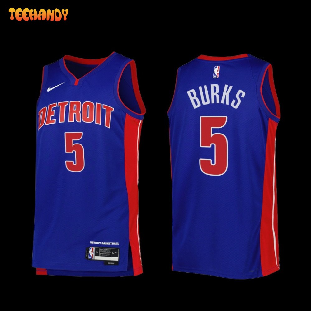 Detroit Pistons Alec Burks 2022-23 Icon Edition Jersey Blue