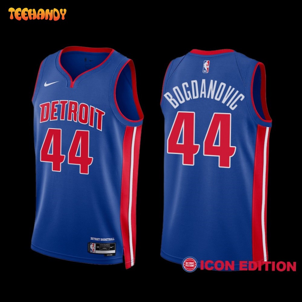 Detroit Pistons Bojan Bogdanovic 44 Blue Icon Edition Jersey 2022-23  Swingman - Bluefink