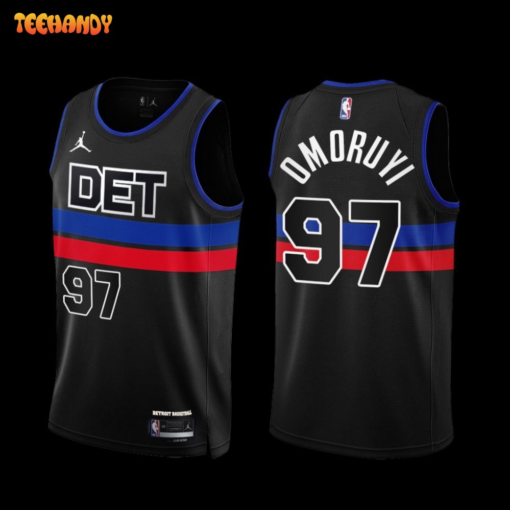 Detroit Pistons Eugene Omoruyi 2022-23 Statement Edition Jersey Black