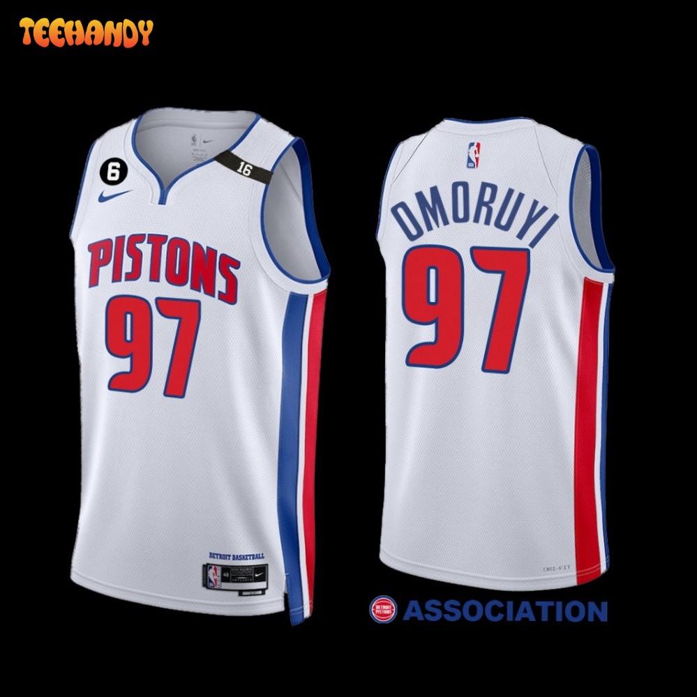 Detroit Pistons Eugene Omoruyi 2022-23 White Association Edition Jersey