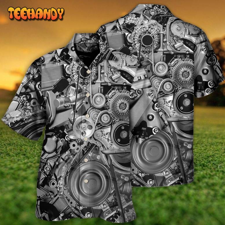 Diesel Engine Pulleys And Belts On Car Engines Hawaiian Shirt