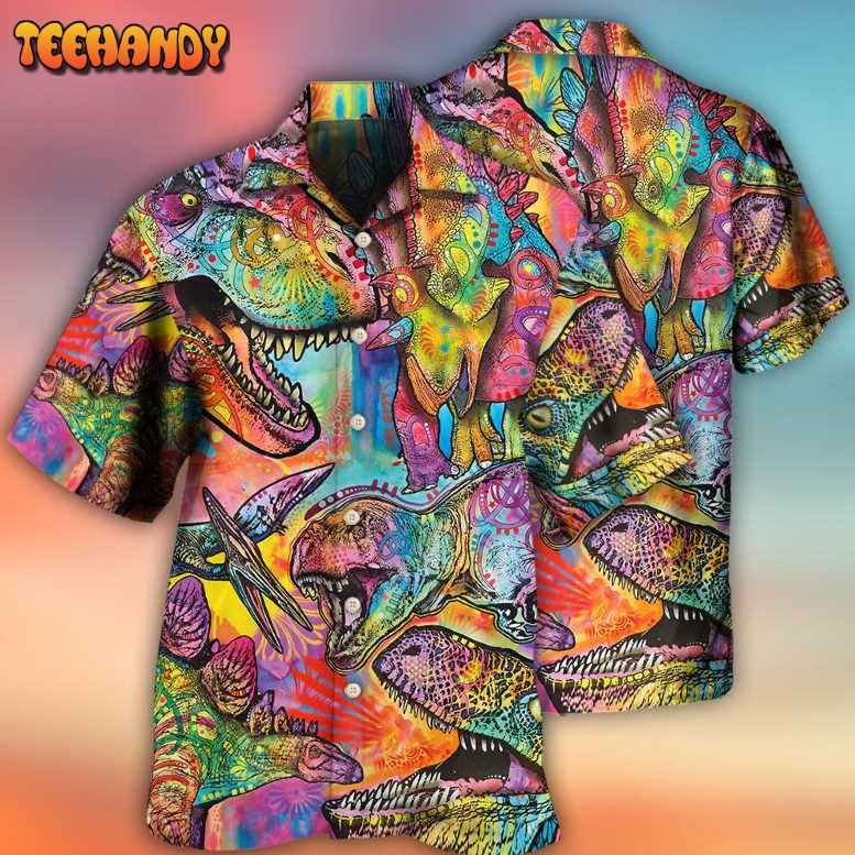 Dinosaur Colorful Art Style Hawaiian Shirt