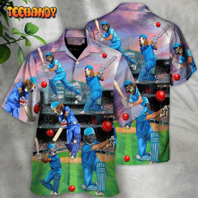 Dog Love Cricket Funny Lover Cricket And Dog Hawaiian Shirt