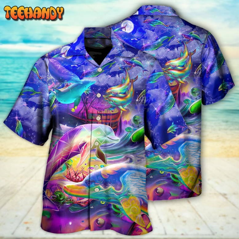 Dolphin Rainbow Jumping Into New World Hawaiian Shirt