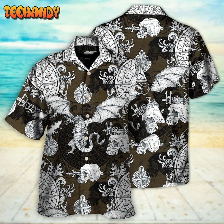 Dragon Flying With Skull Gothic Style Hawaiian Shirt