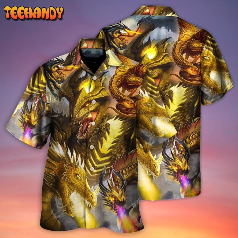 Dragon Gold Skull Lover Fight Art Style Hawaiian Shirt