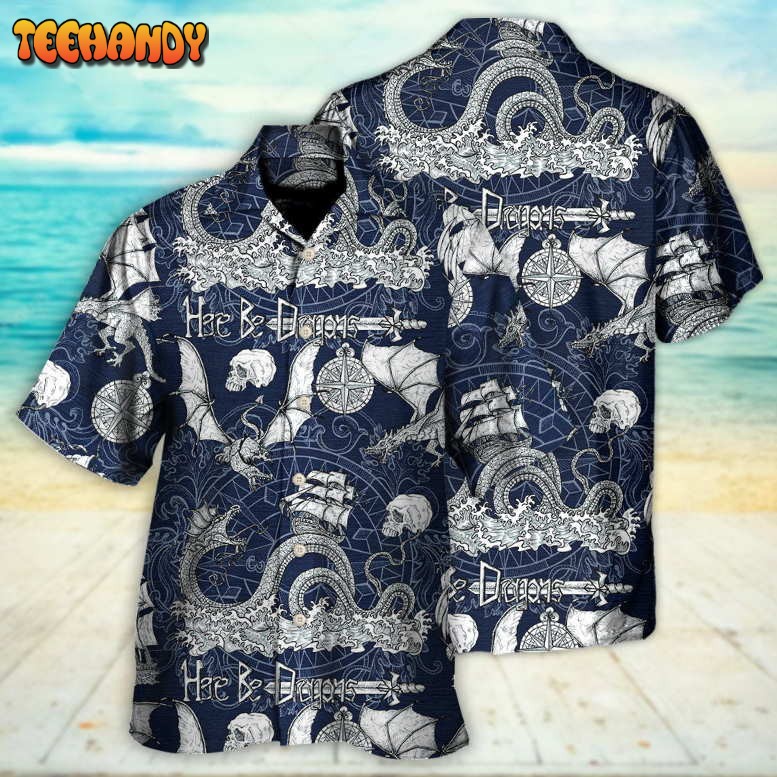 Dragon With Skull Old Ship Sea Life Hawaiian Shirt