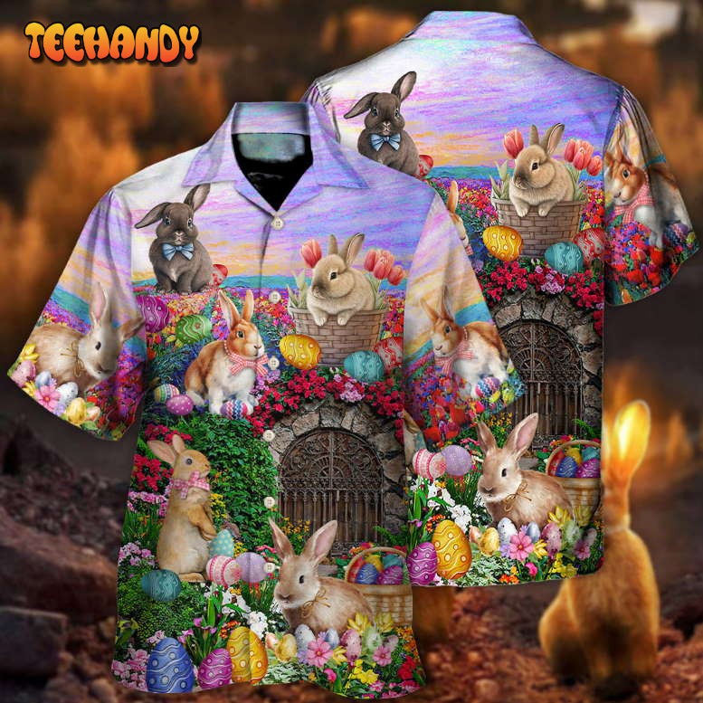 Easter Rabbit Chilling Landscape Watercolor Style Hawaiian Shirt