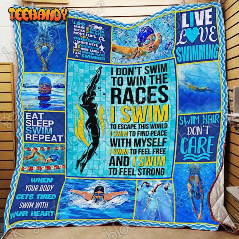 Eat Sleep Swim Repeat, Swimming 3D Quilt Blanket