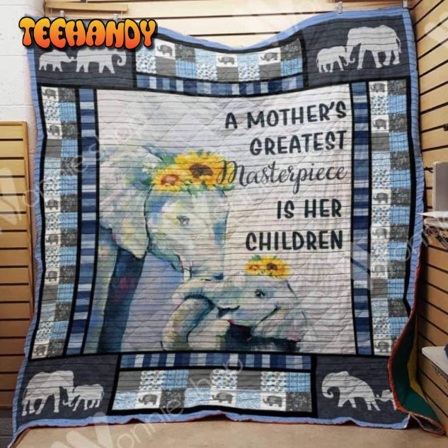 Elephant Mom 3D Customized Quilt Blanket