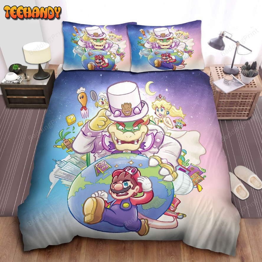 Epic Super Mario And Boss Bowser Battle Digital Painting Bedding Sets