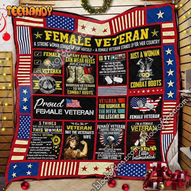 Female Veteran 3D Quilt Blanket