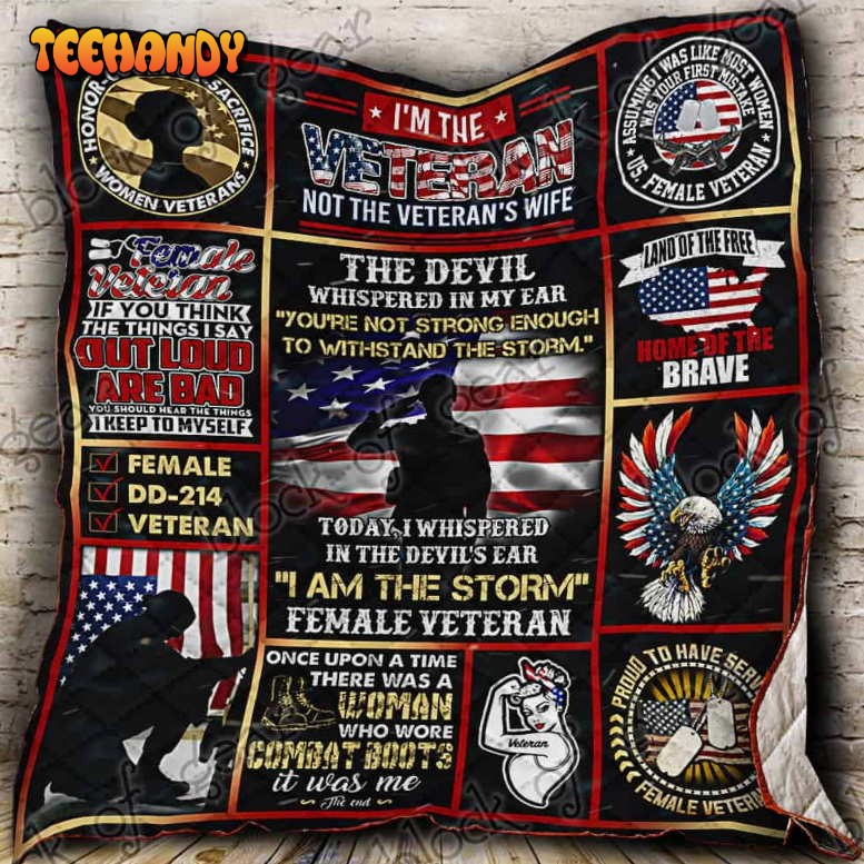 Female Veteran Proud 3D Quilt Blanket