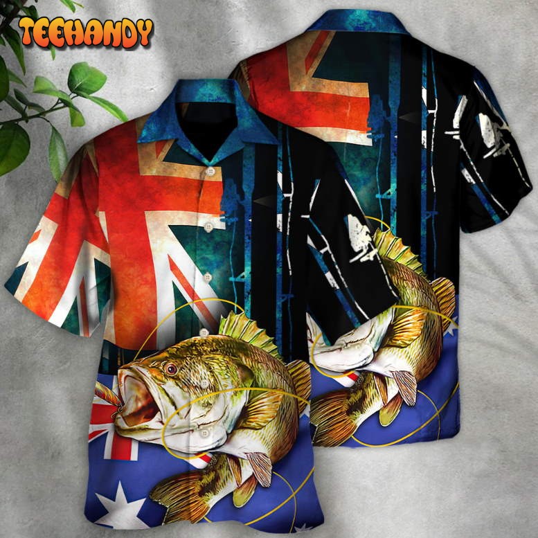 Fishing I Love Fishing Australia Flag Vintage Hawaiian Shirt