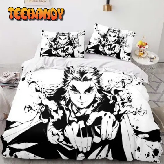 Flame Hashira Kyojuro Monochrome Artwork Bed Set